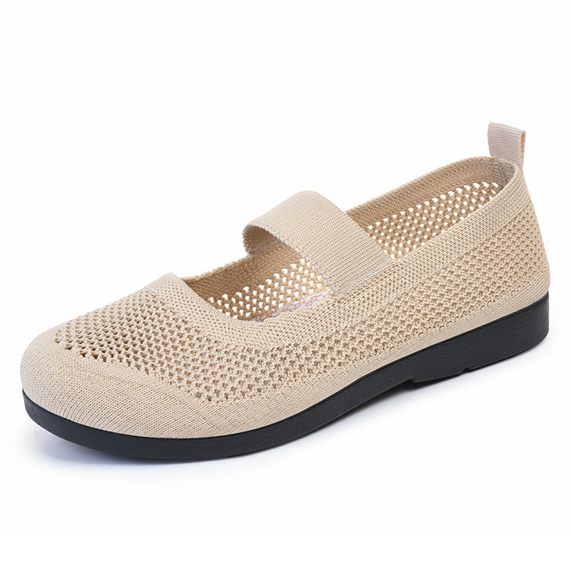 Damen Ballerinas atmungsaktiv Strick elastisch