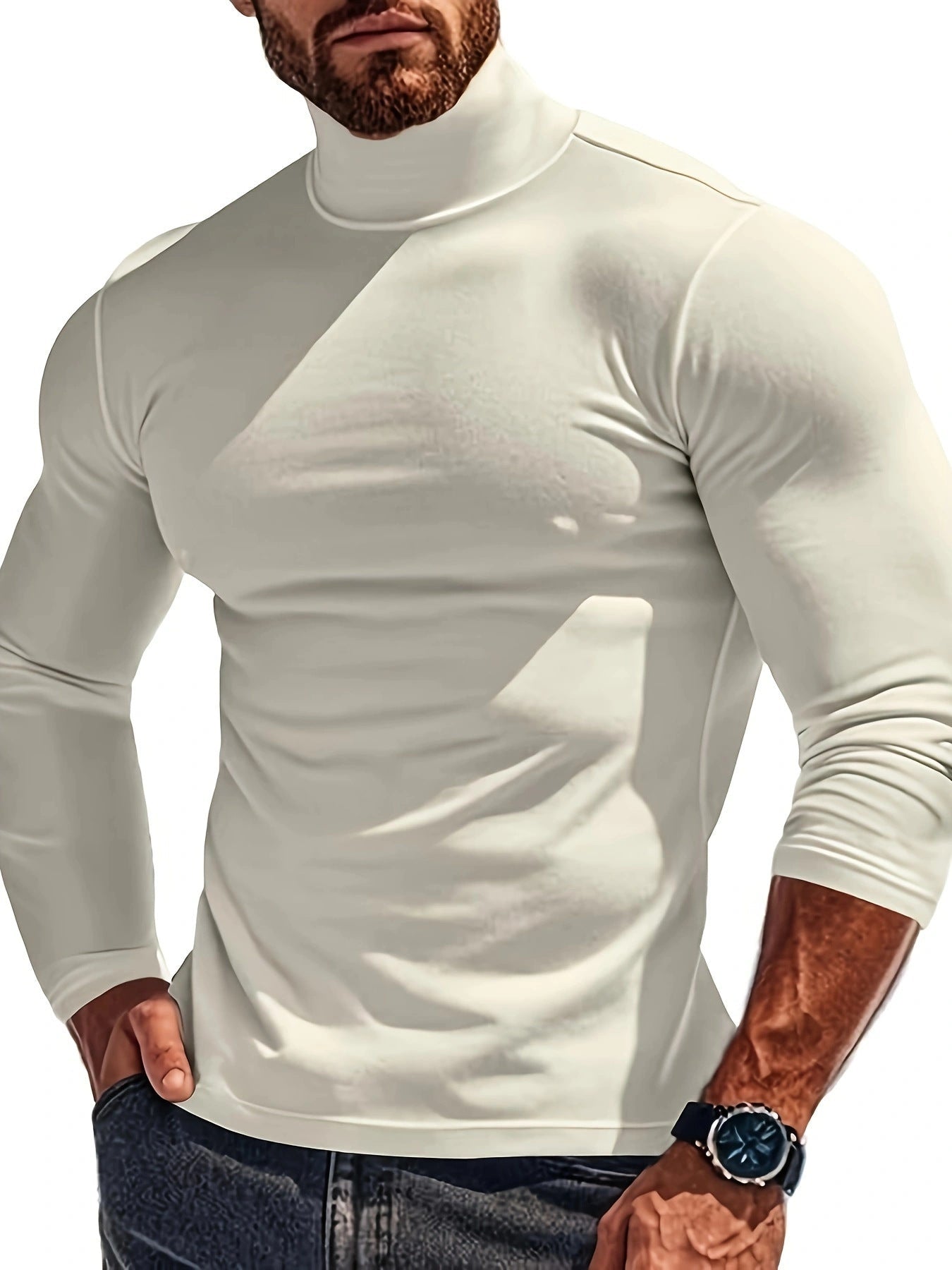 Herren Turtleneck Pullover Atmungsaktiv Langarm Modern