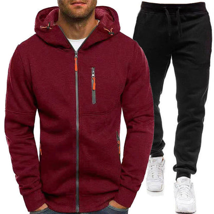 Herren Sportjacke Zip-Hoodie mit Reißverschlusstaschen Modern