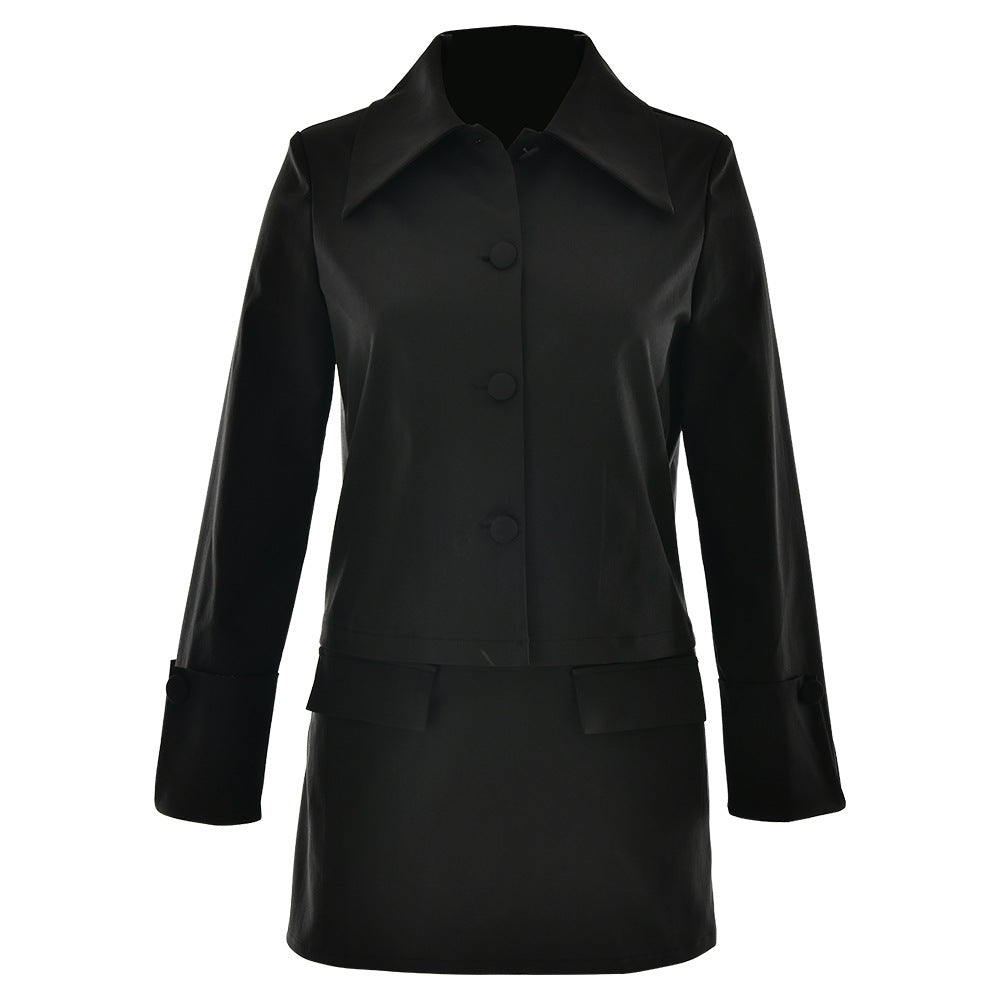 Modische Damen Kurzjacke Übergroßer Kragen Metallic Knöpfe