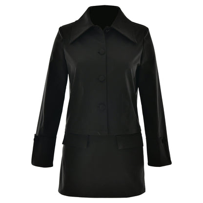 Modische Damen Kurzjacke Übergroßer Kragen Metallic Knöpfe