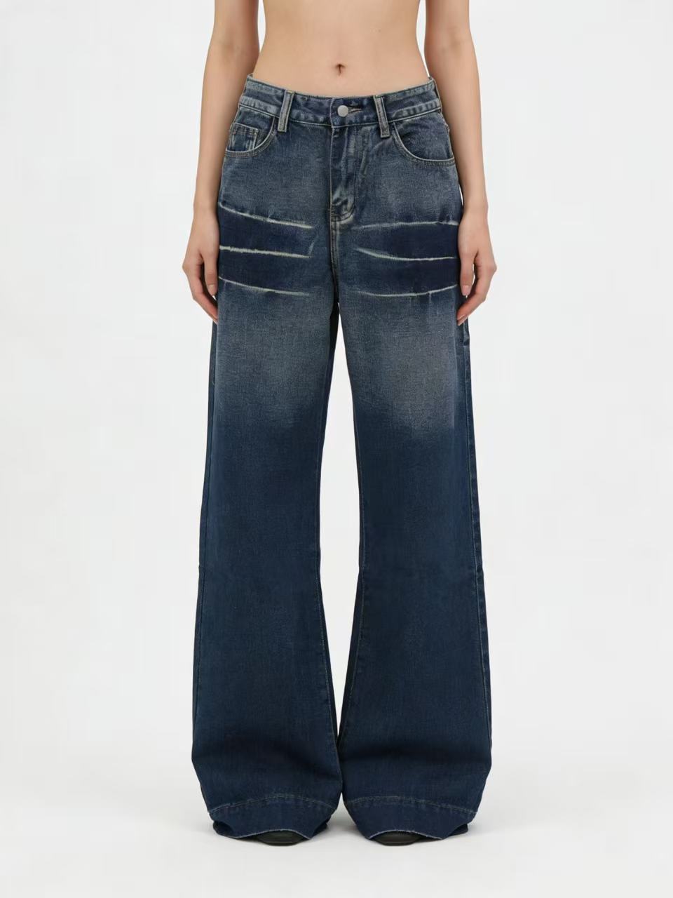 Damen Jeans Weite Bequem Mit Taschen
