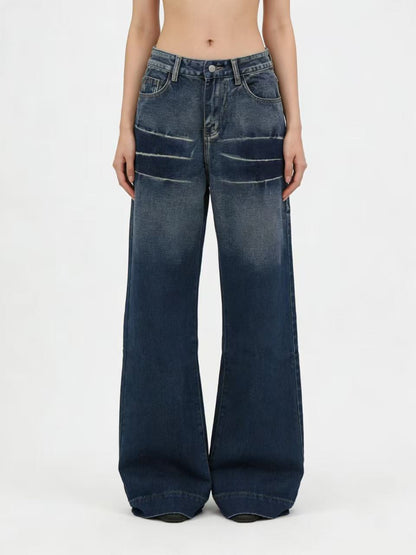 Damen Jeans Weite Bequem Mit Taschen