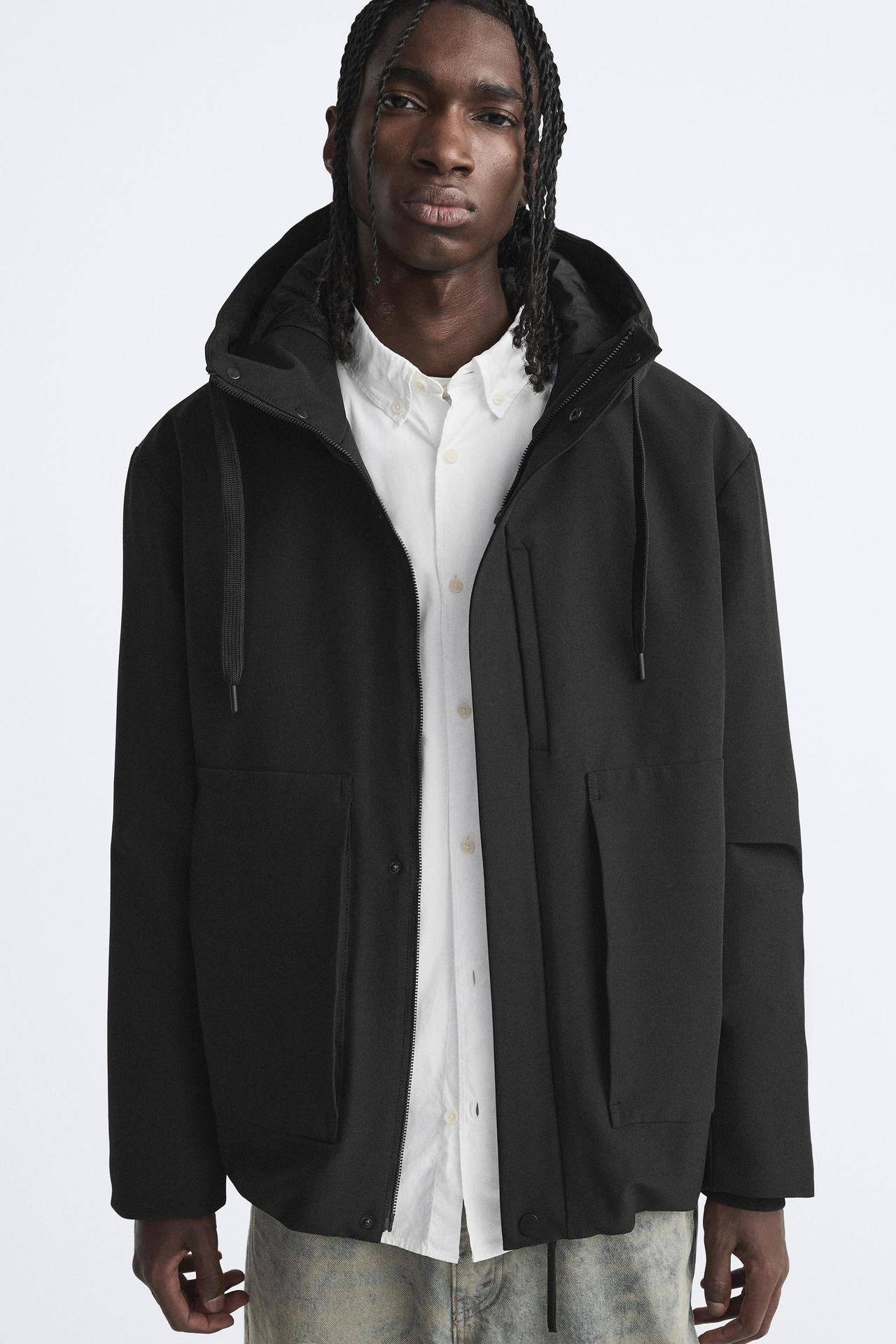 Herren Regenjacke Wasserdicht mit Kapuze und Taschen Modern