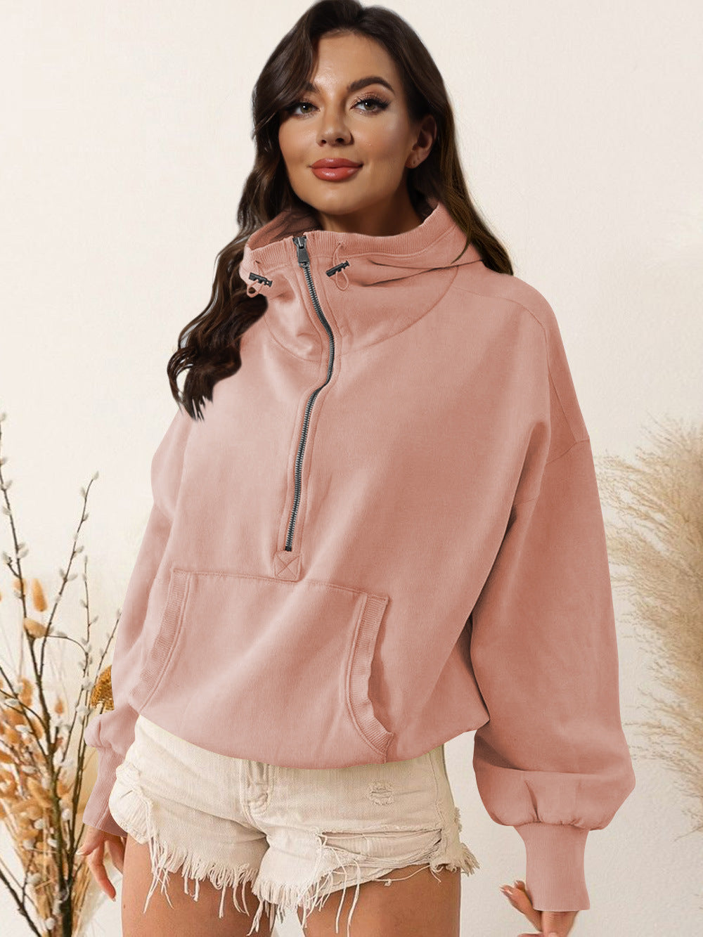 Damen Sportpullover Kapuzenpulli Funktionsjacke Mit Taschen