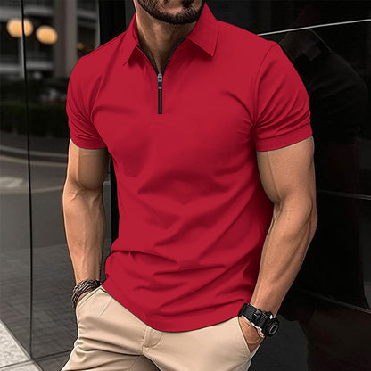Herren Poloshirt Kurzarm Sportlich mit Reißverschluss