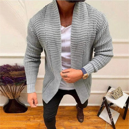 Herren Strickjacke Struktur Optik Tiefkragen Modern