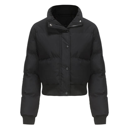 Damen Steppjacke Cropped mit Kragen und Druckknöpfen