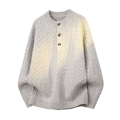 Herren Strickpullover Modern Knöpfe Struktur Optik
