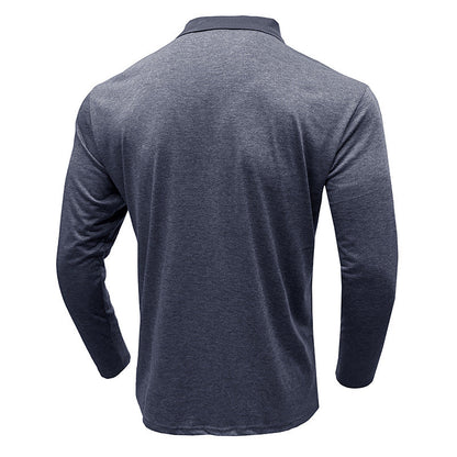 Herren Polo Langarm Streifenmuster Modern