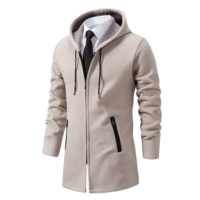 Herren Parka Jacke Mit Kapuze Reißverschluss Elegant