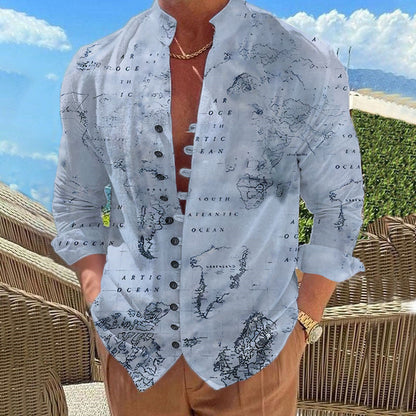 Herren Hemd Weltkarten Design Berlin Style