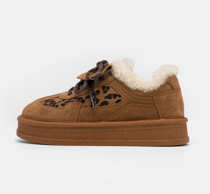 Damen Sneaker Modisch Tiermuster Kuschelig