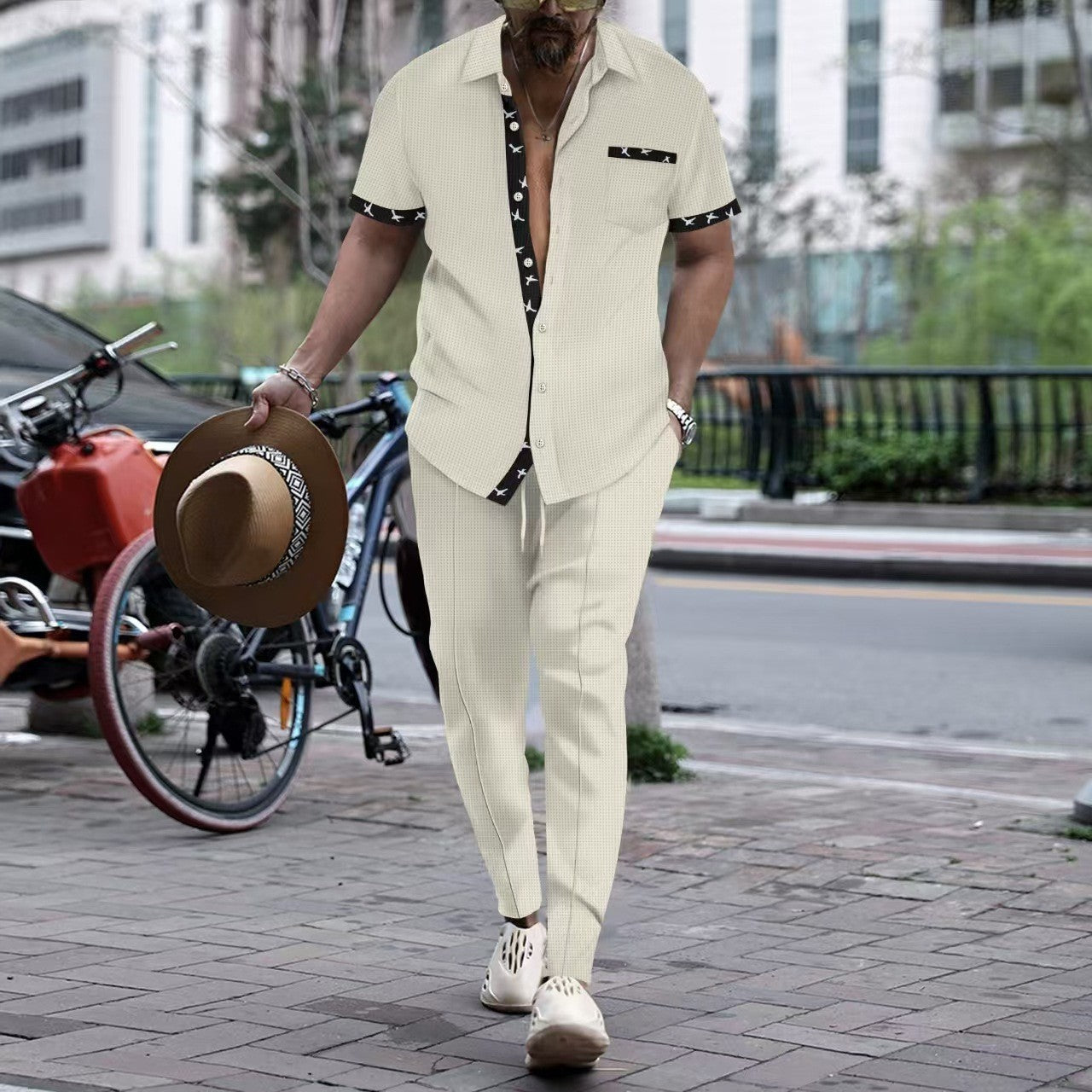 Herren Freizeithemd Modern mit Muster und passende Hose