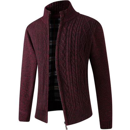 Herren Strickjacke Modern mit Kragen und Zopfmuster