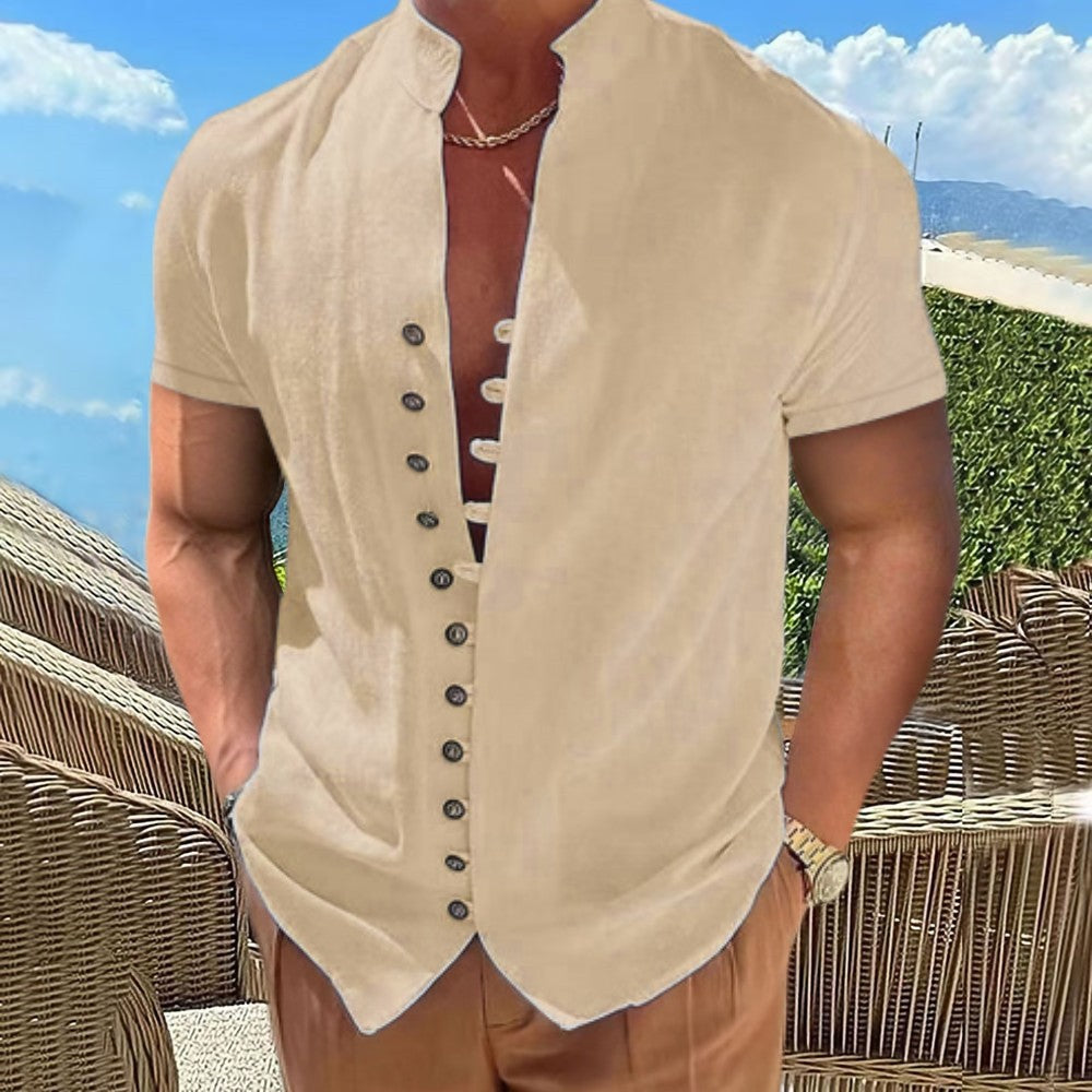 Herren Freizeithemd Kurzarm Modern mit Knöpfen