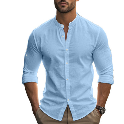 Herren Langarmhemd Modern mit Kontrastknöpfen Slimfit