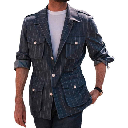Herren Utility-Jacke Gestreift Modern Urban
