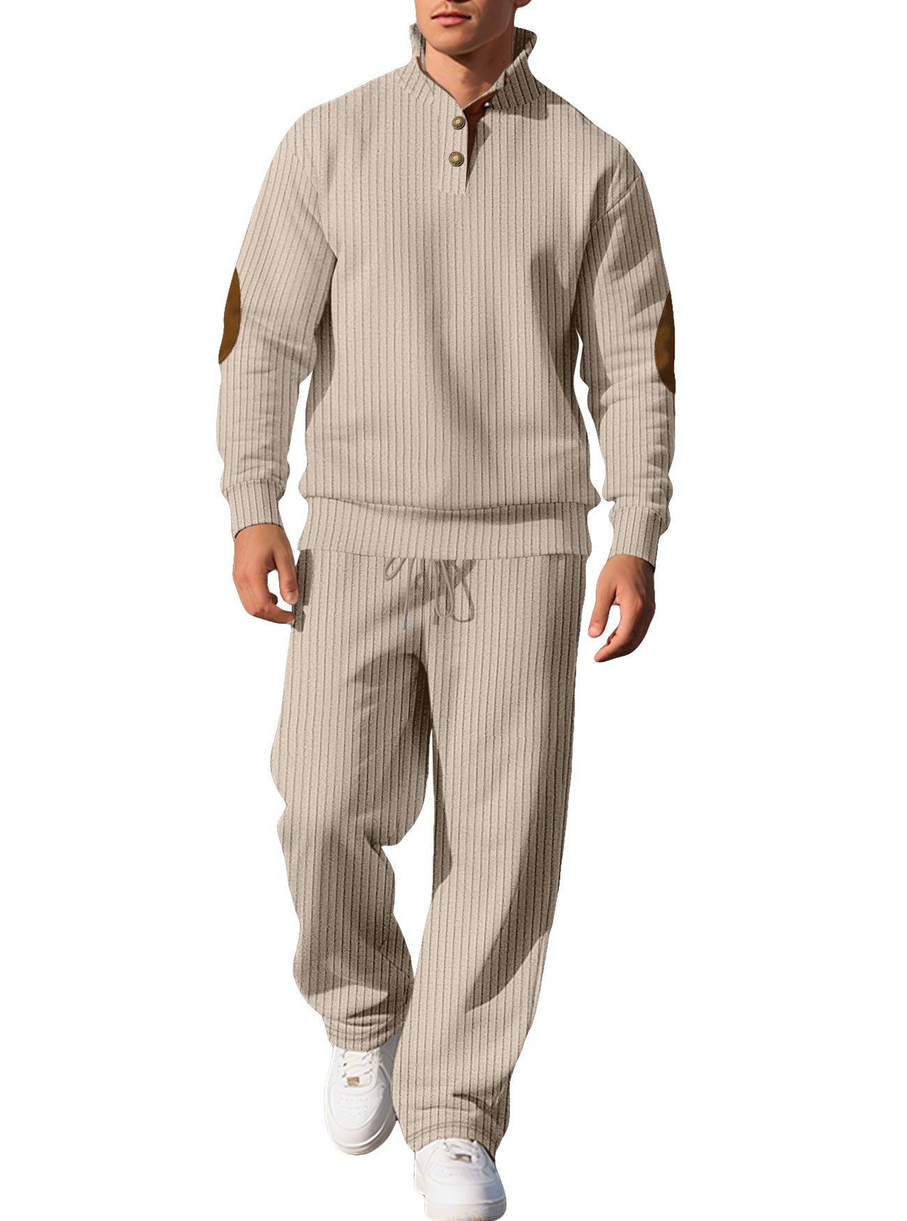 Herren Strickpullover Modern mit Lederdetails Klassisch