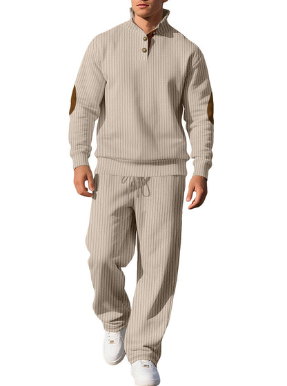 Herren Strickpullover Modern mit Lederdetails Klassisch