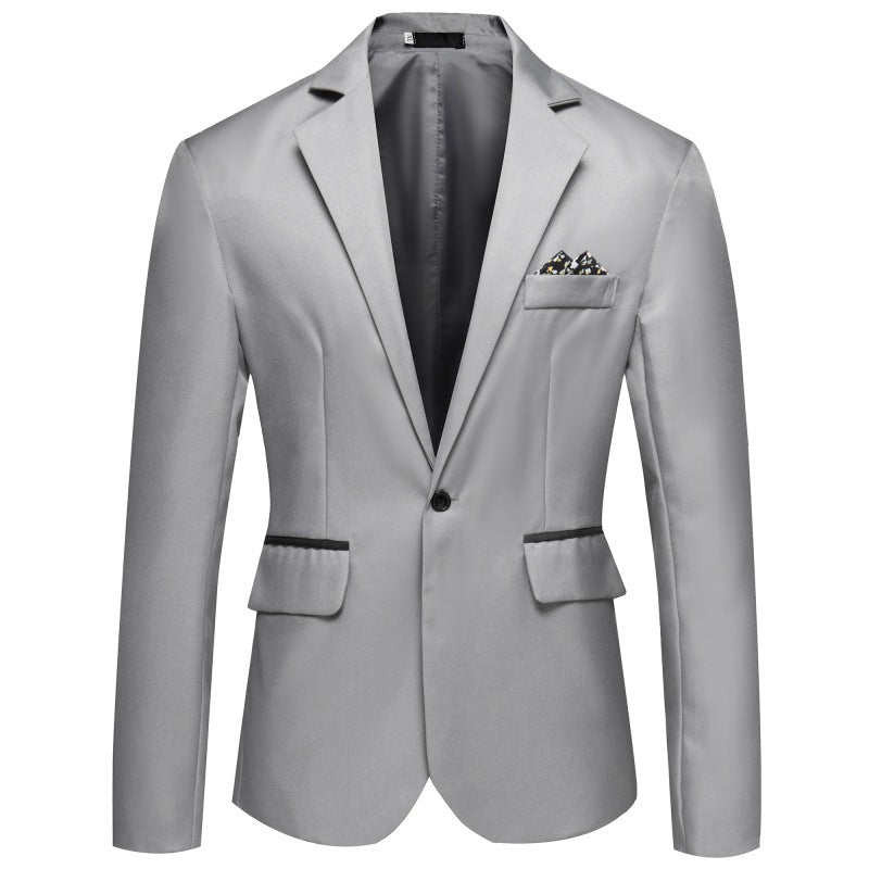 Herren Blazer Elegant Seide Optik Knopf Schließung Modern