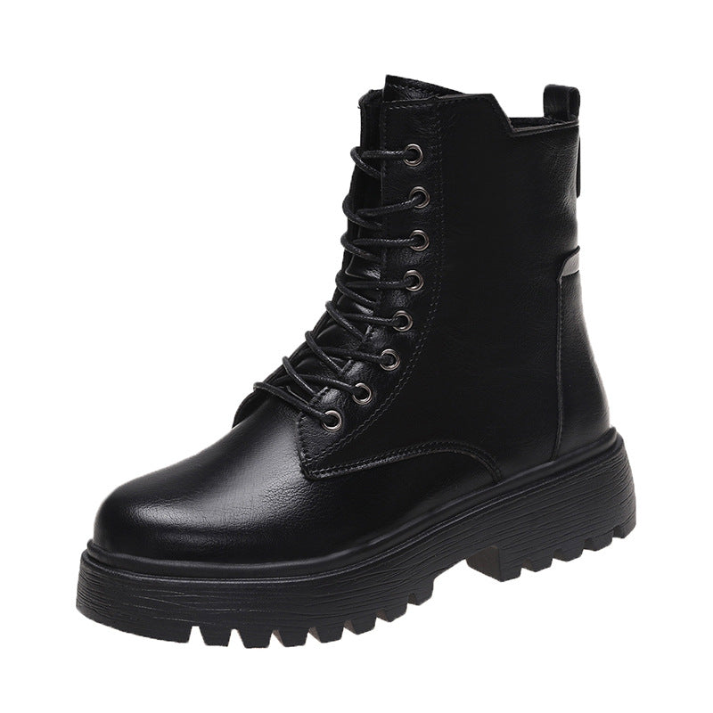 Damen Stiefel Robust Schnürstiefel Höhe Sohle Praktisch