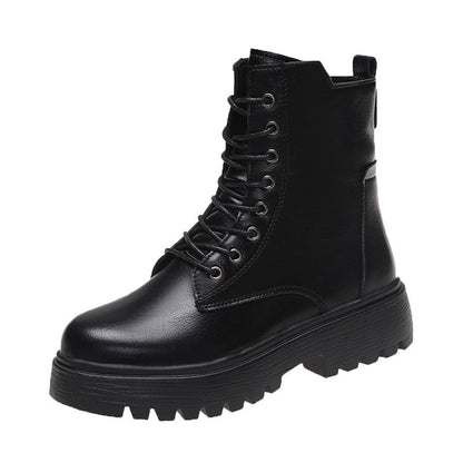 Damen Stiefel Robust Schnürstiefel Höhe Sohle Praktisch