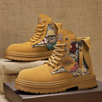 Damen Schnürboots mit Reißverschluss Farbenfroh Modisch