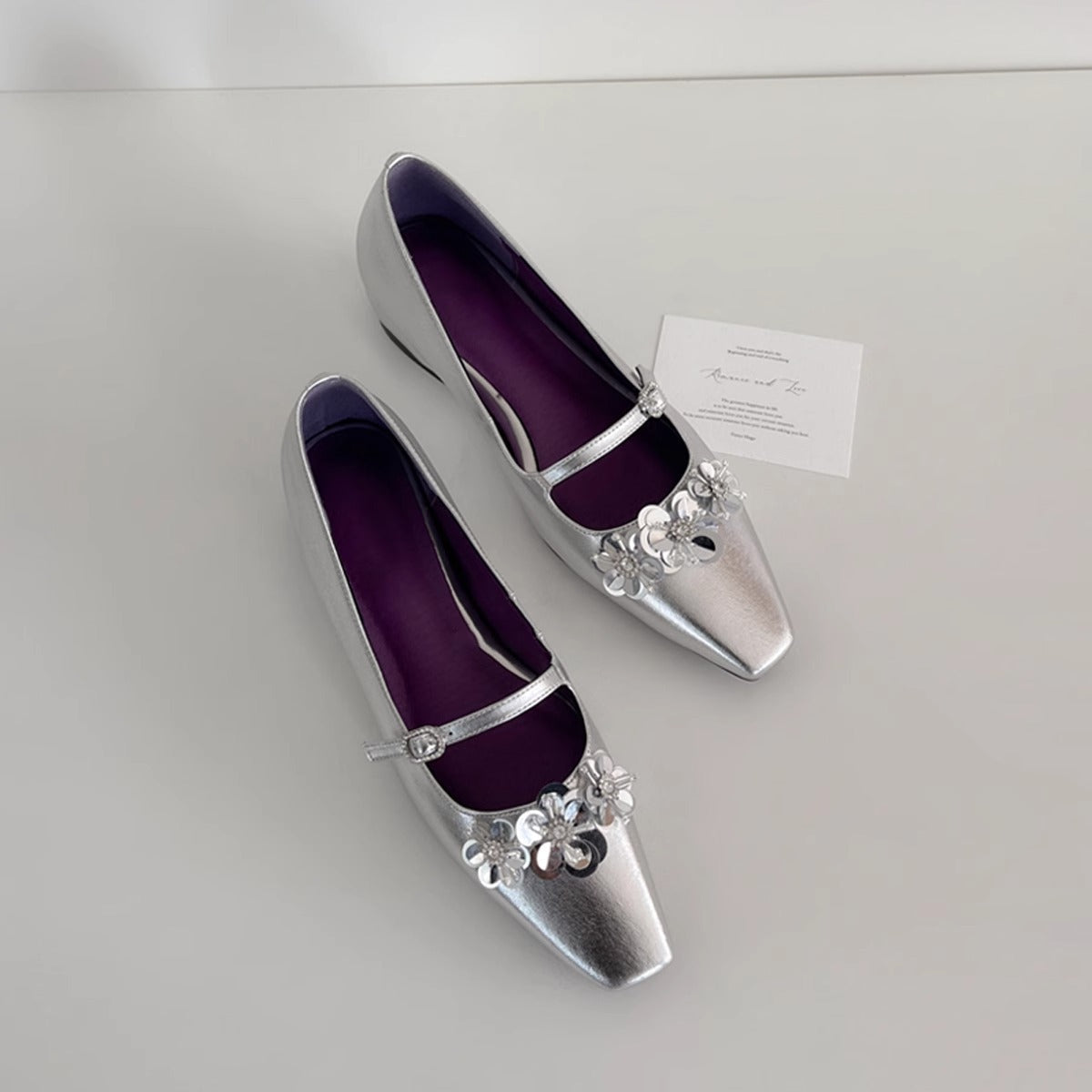 Damen Ballerinas Schimmernd Blumen Muster Elegante Schuhe