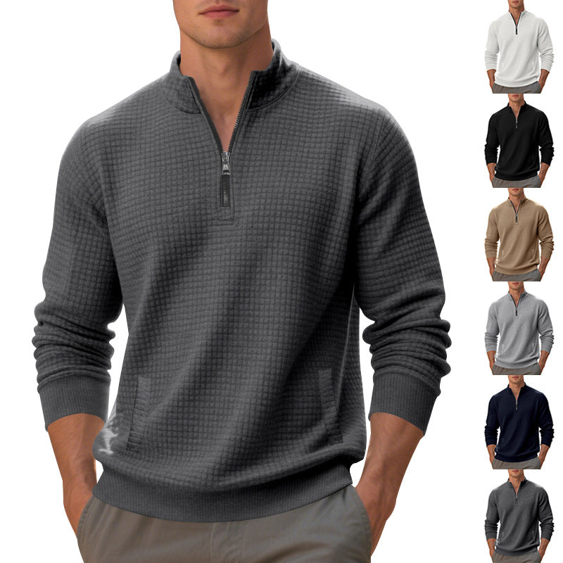 Herren Fleece-Pullover Strukturiert Hochkragen Modern