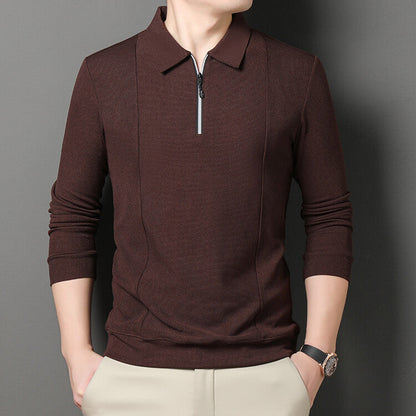 Herren Pullover Langarm mit Reißverschluss und Struktur Optik