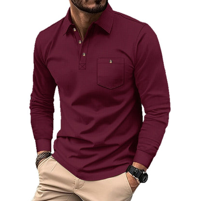 Herren Langarmhemd Karomuster Elegant Mit Brusttasche