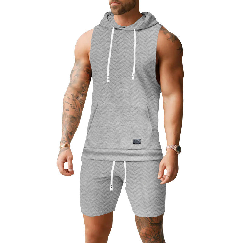Herren Sportliche Hoodie Kurzarm Set Streetwear