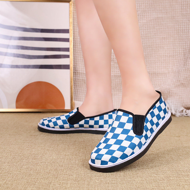 Damen Sneaker Karo Slip-On Comfort Schuhe