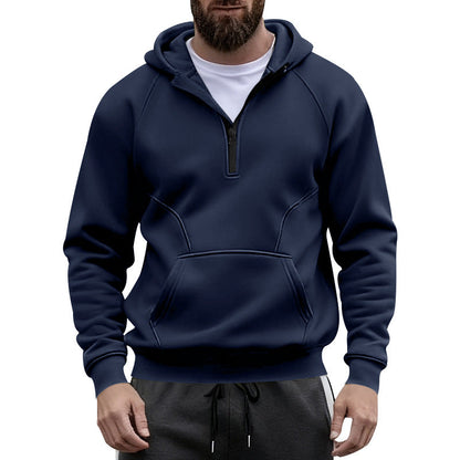 Herren Fleece Pullover Kapuzenpullover mit Reißverschluss und Kängurutasche Warm