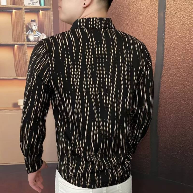Herren Langarmhemd Modern Streifen Design Slim Fit