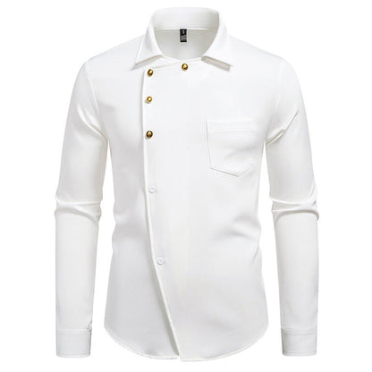 Herren Hemd Elegant Asymmetrisch Goldknöpfe Modern