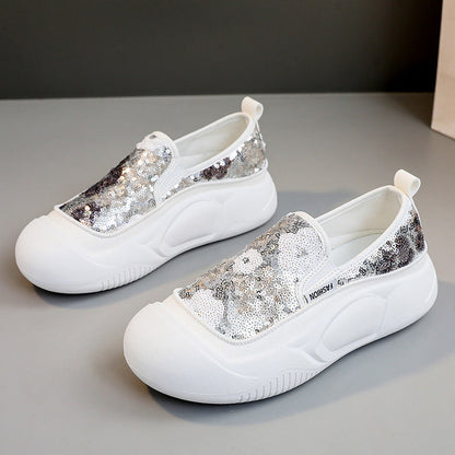 Damen Sneaker Slip-On Glitzer Schuhe Bequem Modisch