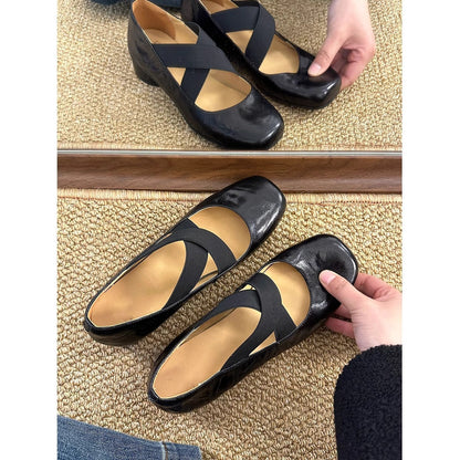 Damen Ballerinas Bequem Elastisch Glänzend - BerlinGlamour