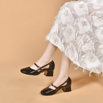 Damen Pumps Blockabsatz Perforiert Elegante Schuhe