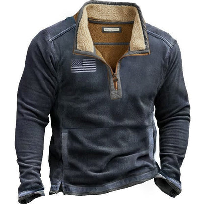 Herren Fleecejacke Warm mit Reißverschluss und hohem Kragen