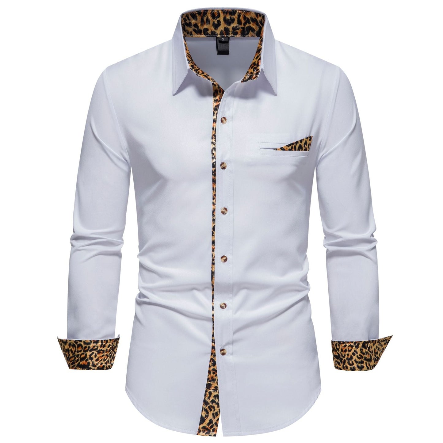 Herren Langarmhemd Leopardenmuster Elegant Modern