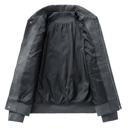Herren Lederjacke Modern Schnitt mit Taschen Schwarz