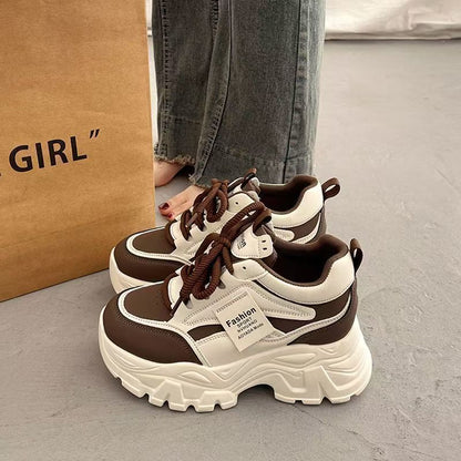 Damen Sneaker Chunky Bequem Sportlich Weiß