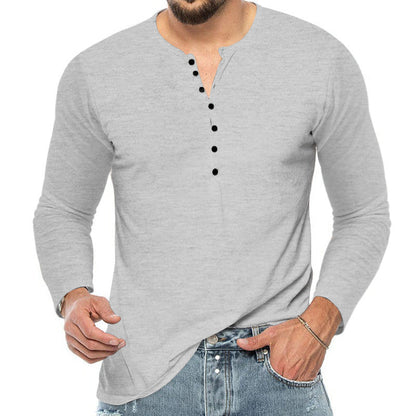 Herren Longsleeve Hemd Soft Material Knopfleiste Modern