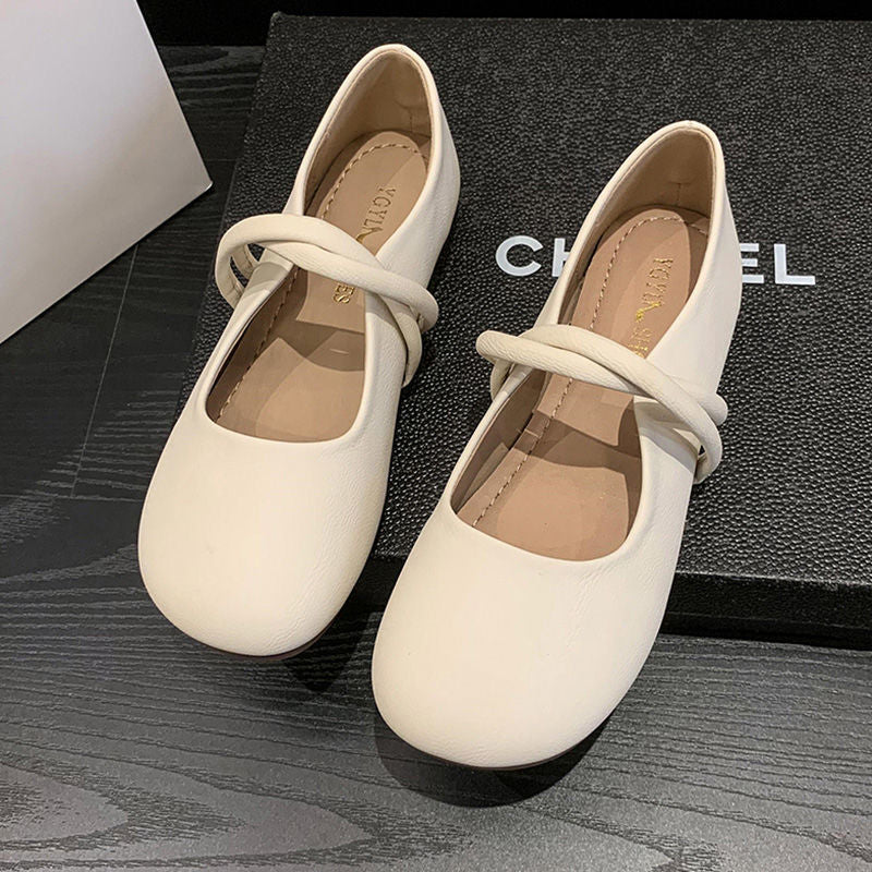 Ballerinas Damen Bequem Riemchen Schuhe Modisch