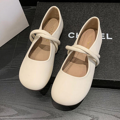 Ballerinas Damen Bequem Riemchen Schuhe Modisch
