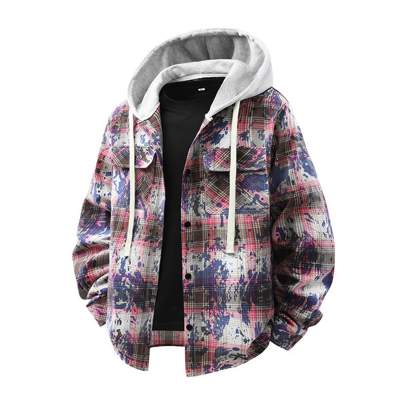 Herren Overshirt Kariert Lässig mit Kapuze Berlin Style - BerlinGlamour