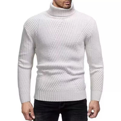 Herren Rollkragenpullover Gerippt Strukturiert Elegent