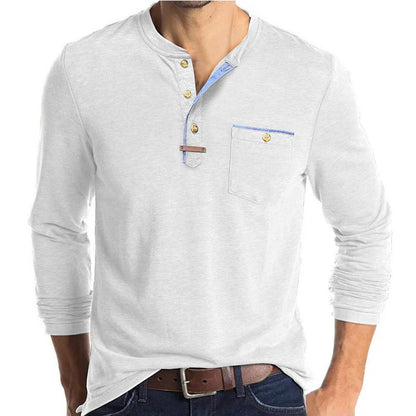 Herren Langarm-Shirt Elegantes Hemd mit Kontrast-Details Modern